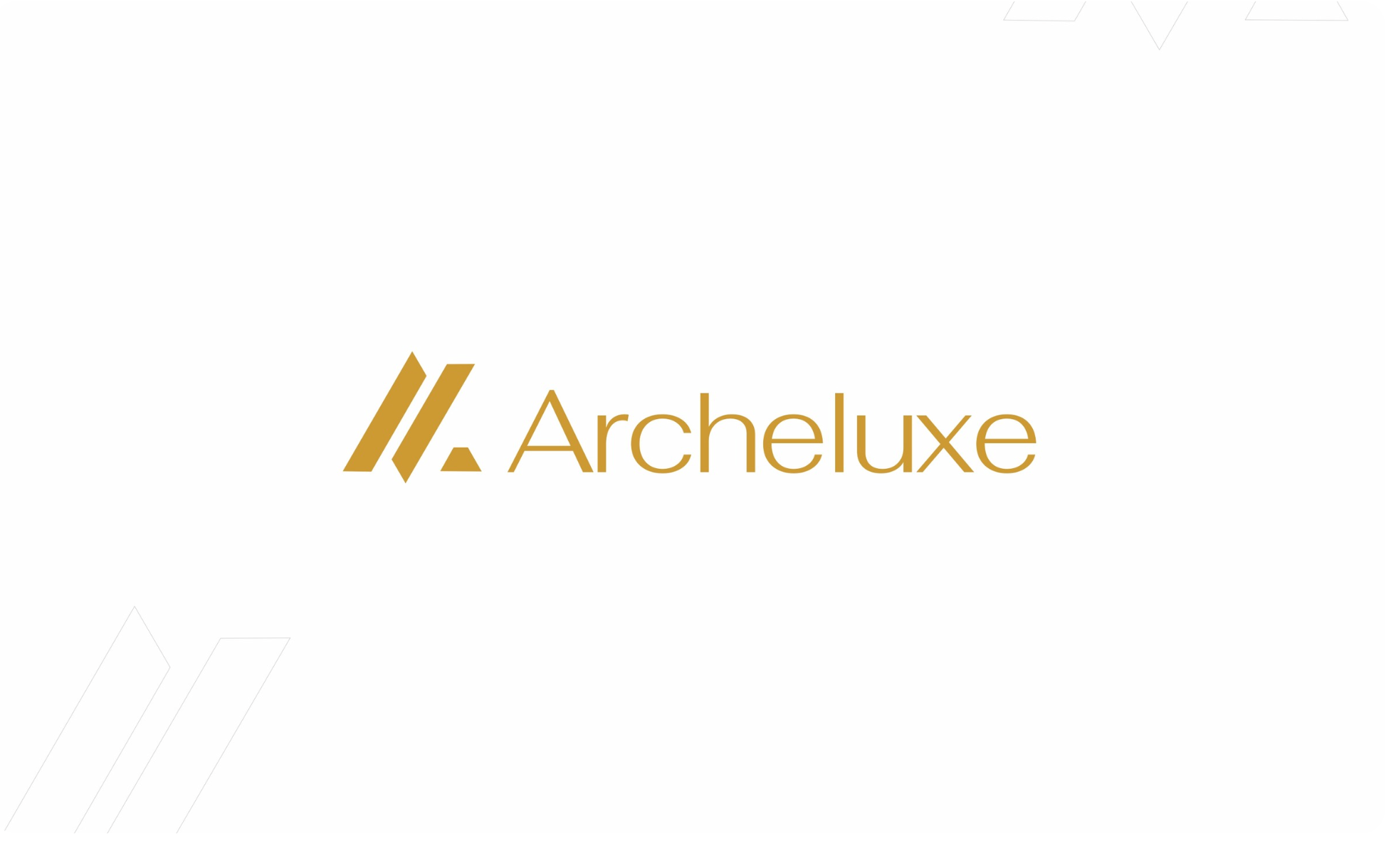 Archeluxe chevron logo in gold on white background