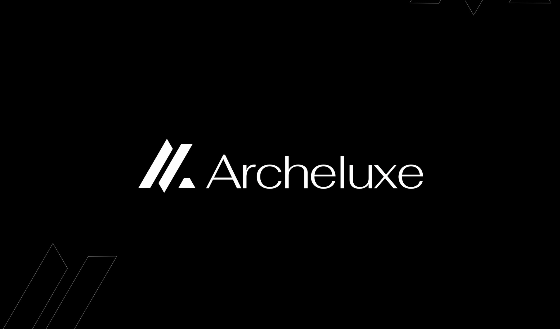 Archeluxe chevron logo in gold on black background