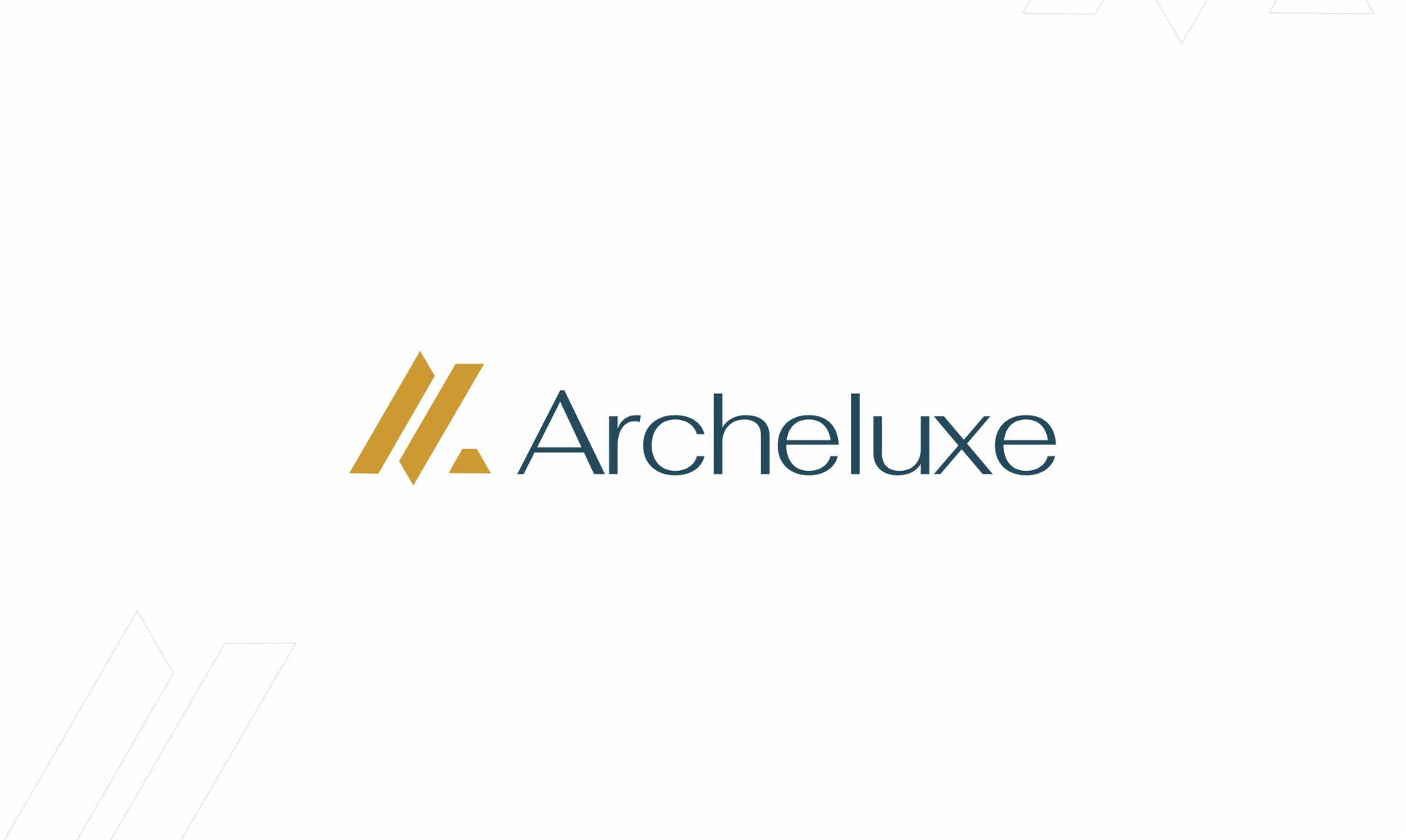Archeluxe chevron logo in white on black background