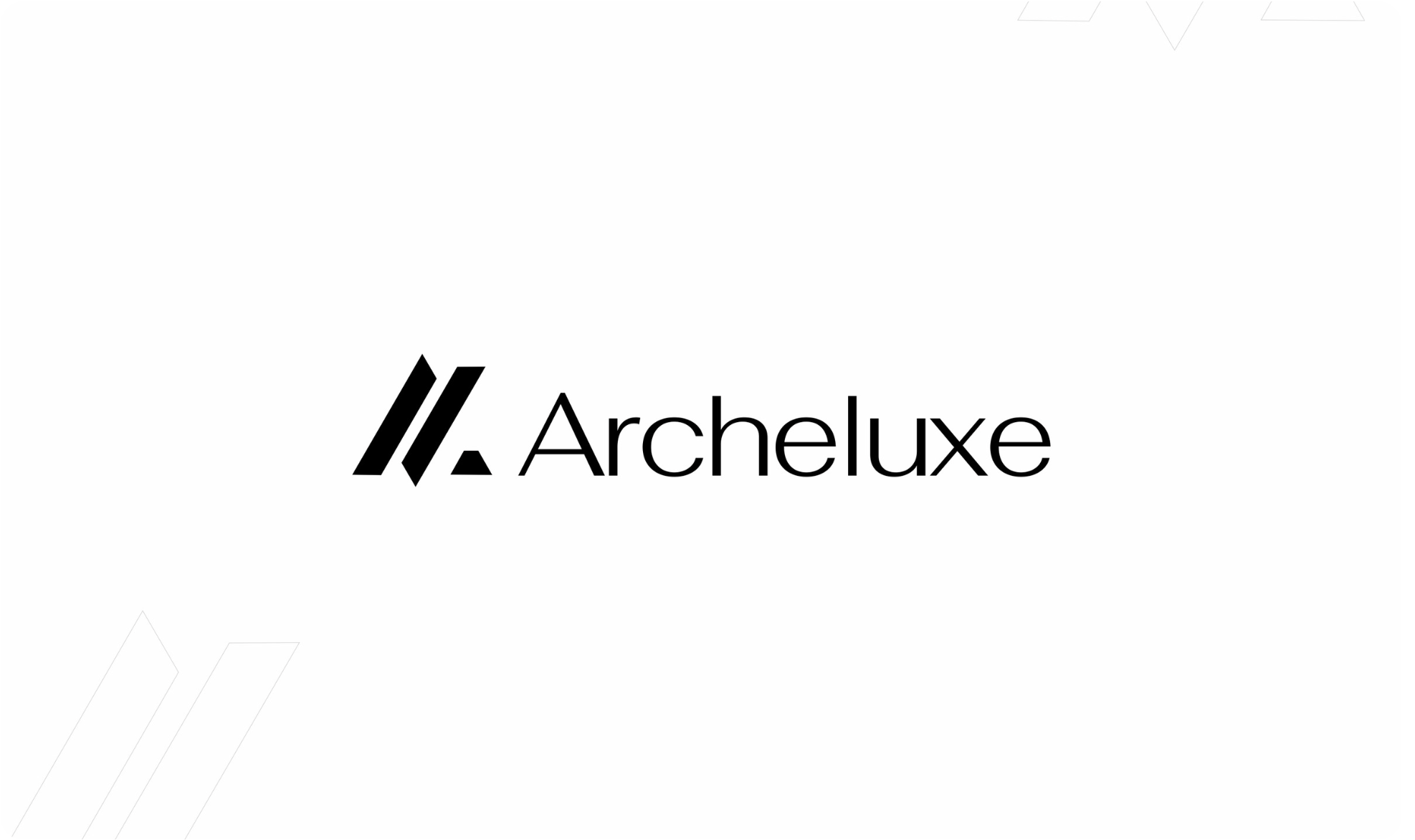 Archeluxe chevron logo in gold mark with navy wordmark